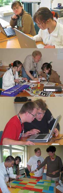 Teilnehmer der Sommerakademie: lernen am Laptop oder malen.