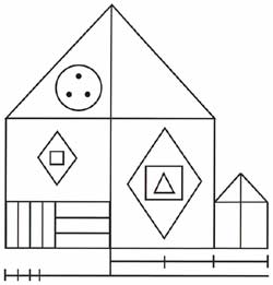 PAS Zeichnung: geometrische Formen, die ein Haus bilden PAS Zeichnung: geometrische Formen, die ein Haus bilden